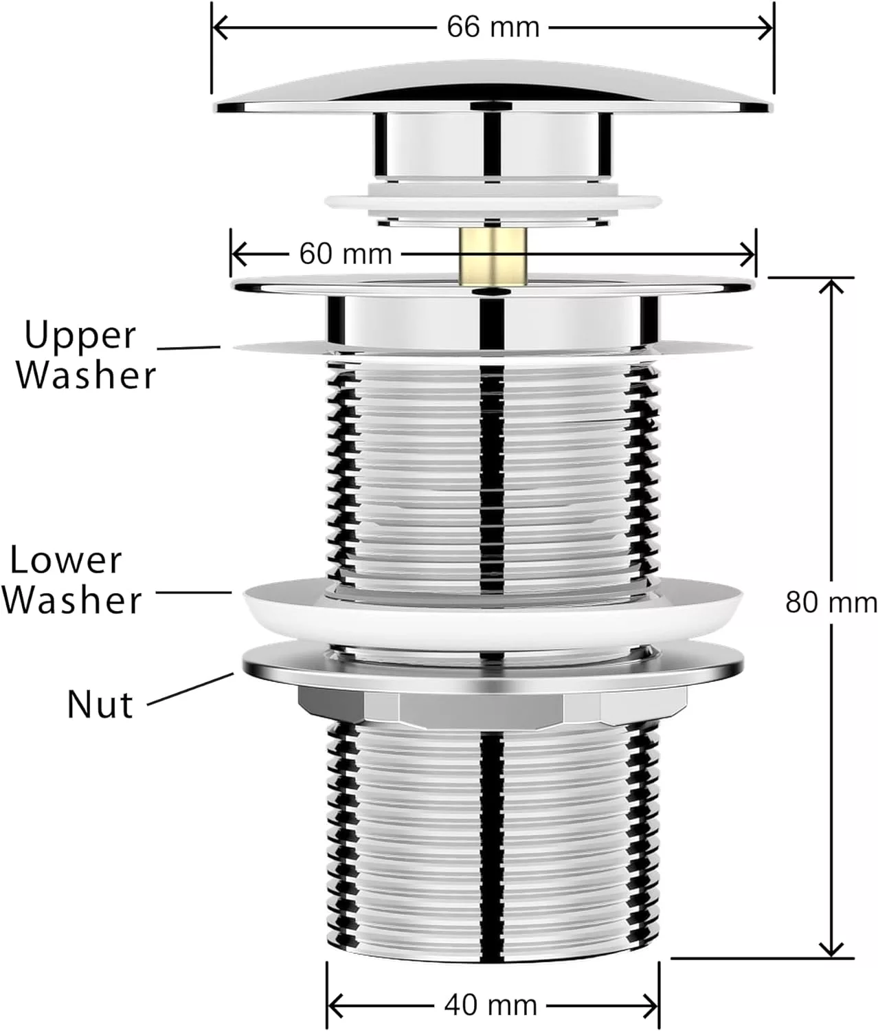Pop Up Basin Waste - UnSlotted